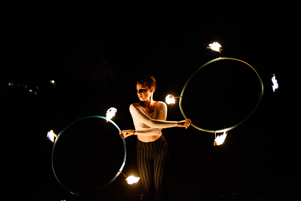 fire hooping with synergy flow arts photographed by cadencia photography