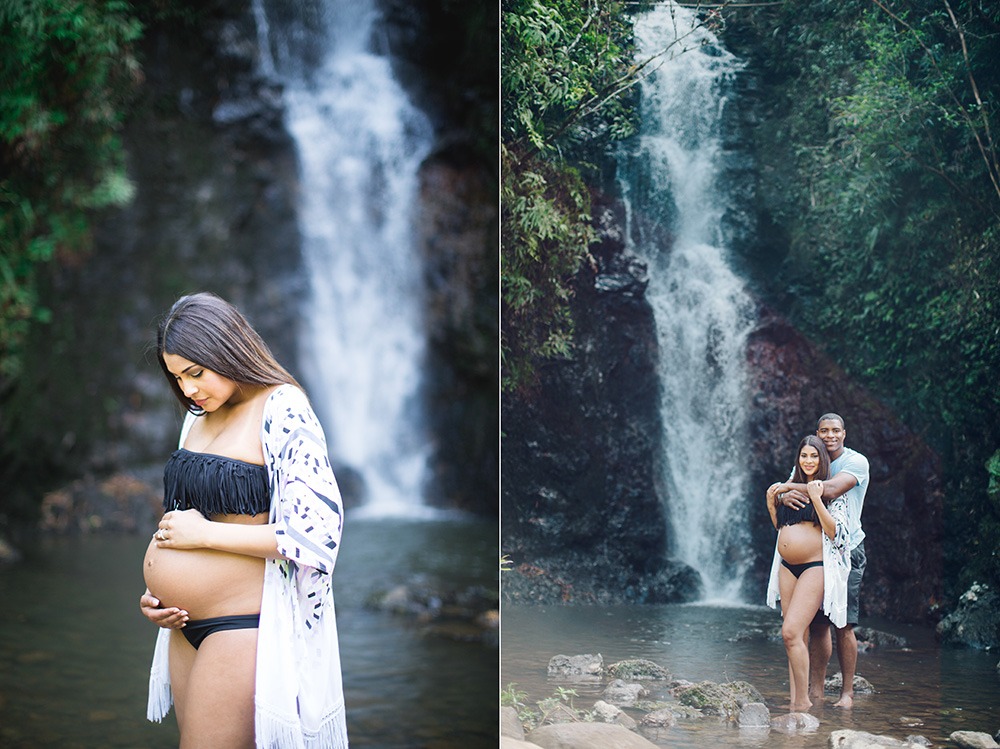 maui waterfall maternity photographs at bamboo forest 