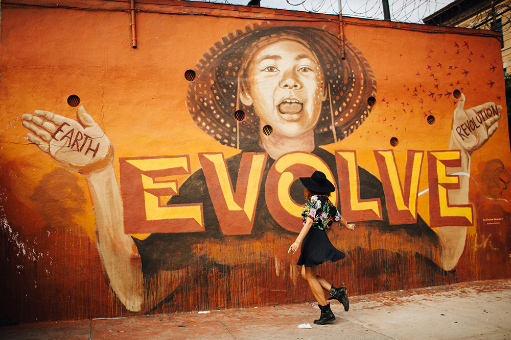 evolve street art by LMNOPI in bushwick photographed by cadencia photography. 