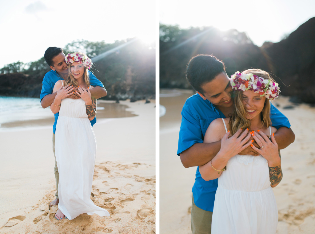 maui engagement photographer cadencia, takes photos of rebekah and richard sunset in wailea. 