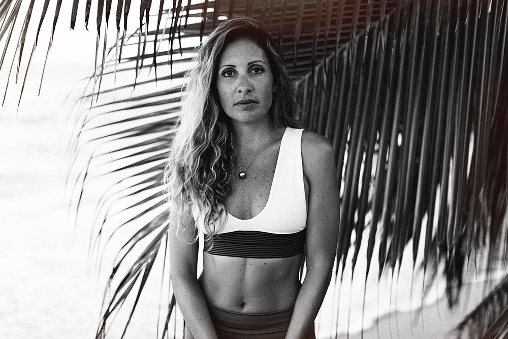 interview with trish bianco of infusion barre maui, located in paia hawaii. she's wearing olympia activewear. 