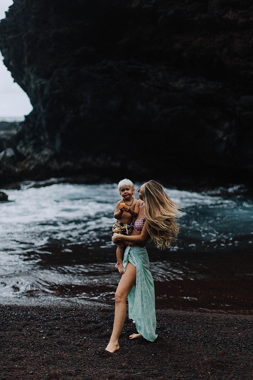 ellen fisher in hana, maui in hawaii with her vegan family during their photography session. 