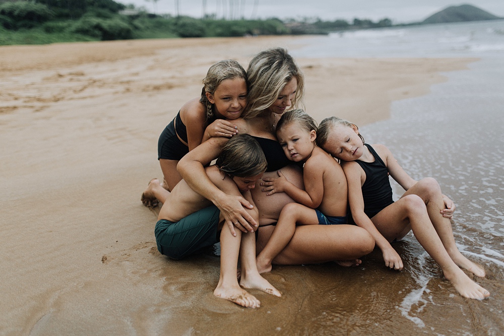 chelsea jean and family at beach in wailea, hawaii