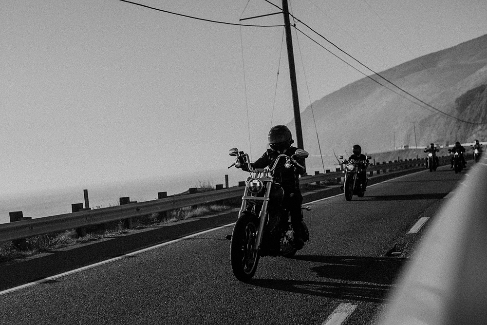women motorcyclist on pacific coast highway