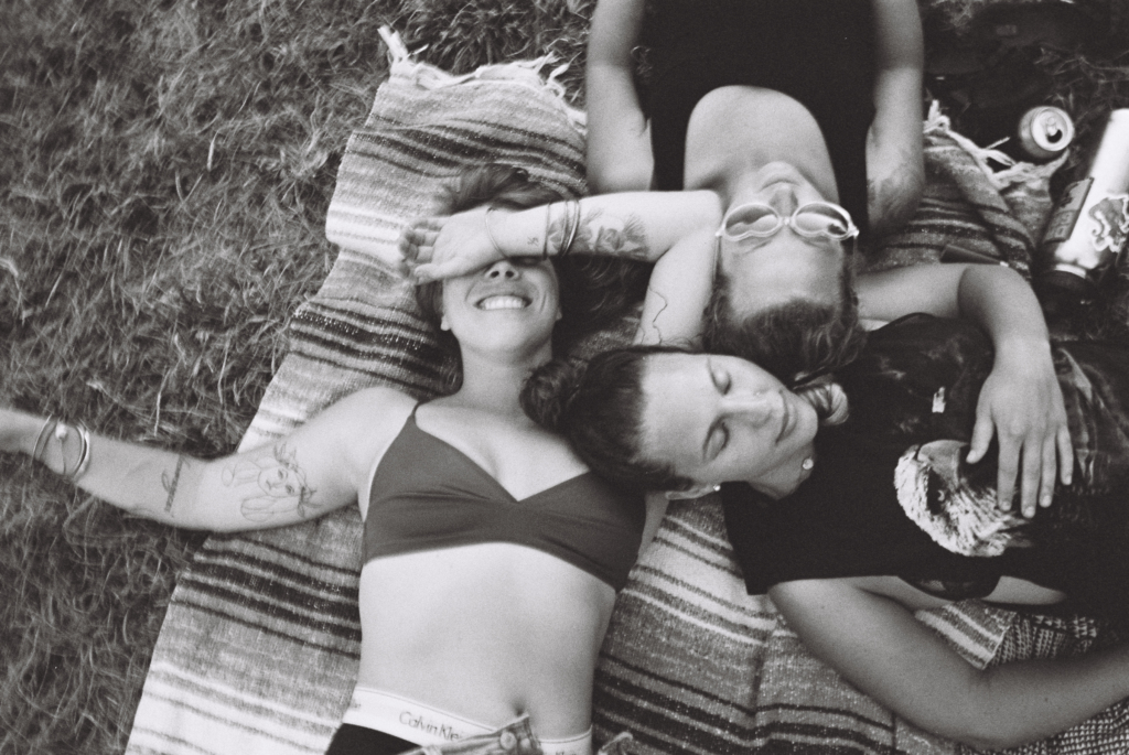 black and white film photo on maui of girls