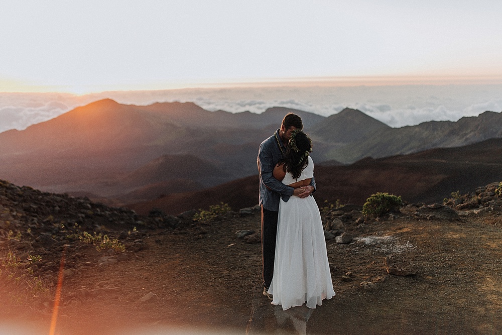 Halekala sunrise elopement with Maile and Joe at the summit in Maui, Hawaii. 