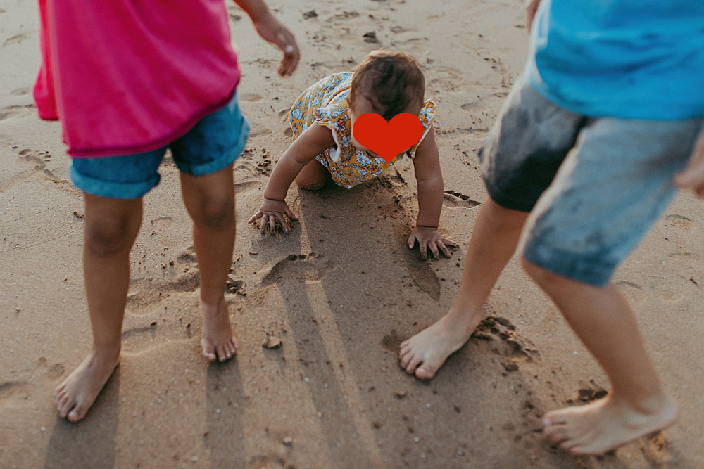 Foster Care Family on the beach in Hawaii. 
