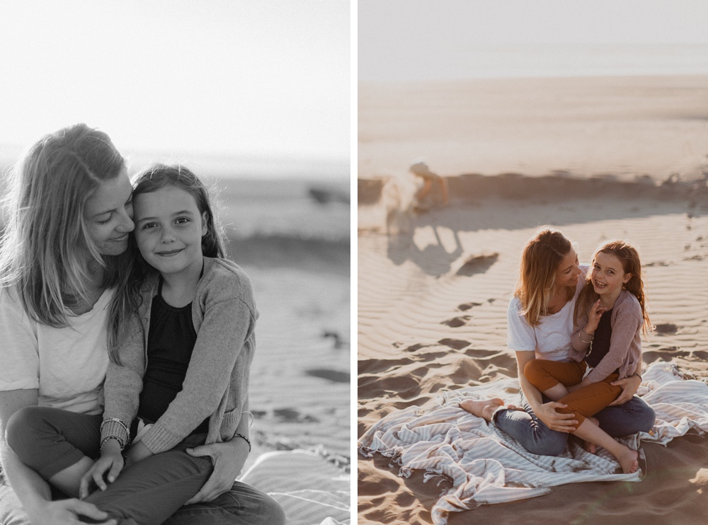 mother and daughter on the beach for humboldt family photos 