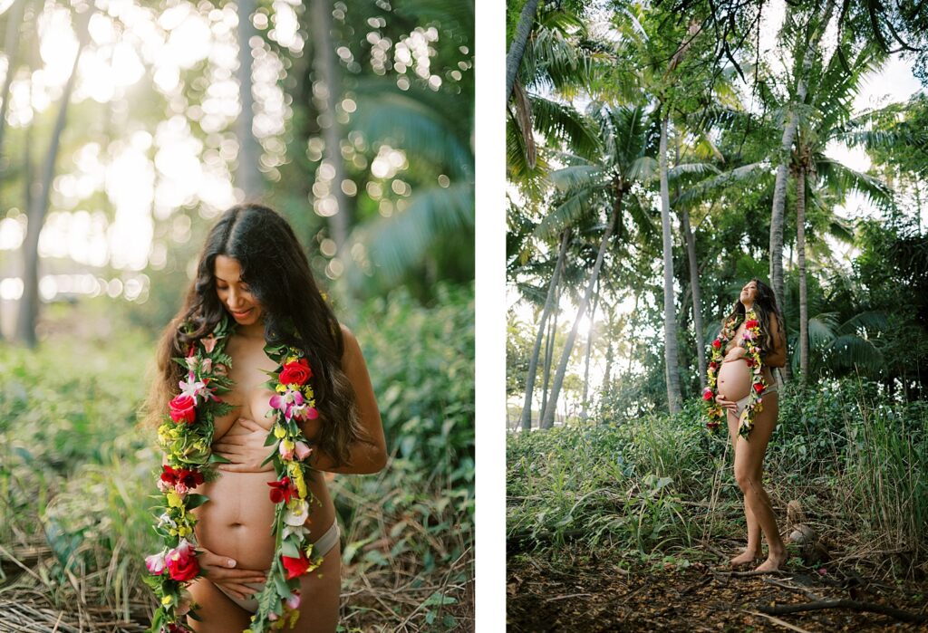pregnant woman in jungle on big island 