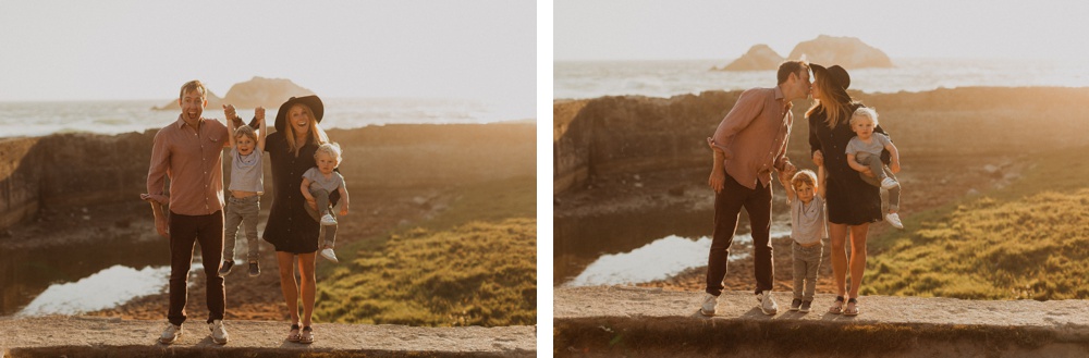 cute sunset photo session with a family at sunset at sutro baths
